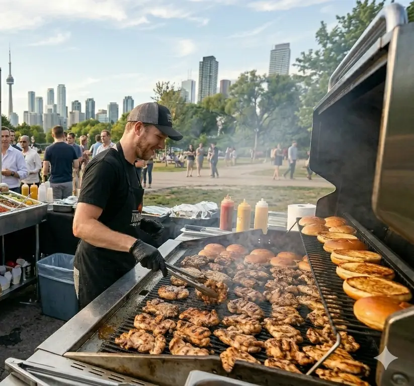 Grilled chicken prepared on site by Mr Corn BBQ Catering