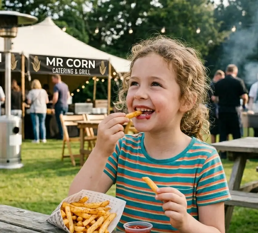 Fresh cut fries served from the Mr Corn food truck at a school fun fair